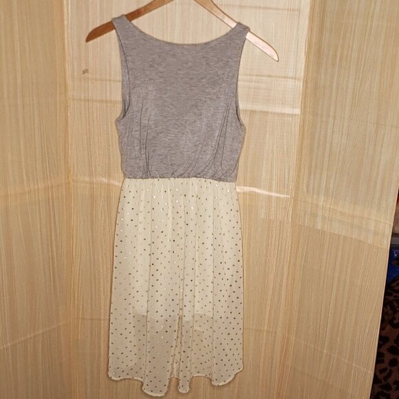 Lush Womens Mixed Material Knit Tulle Metallic Polka-dot Dress Medium - Picture 2 of 7